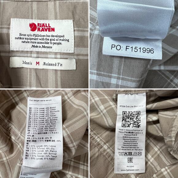 Fjallraven Relaxed Fit Short Sleeve Button Down Shirt SIZE M Brown Plaid - Picture 3 of 9